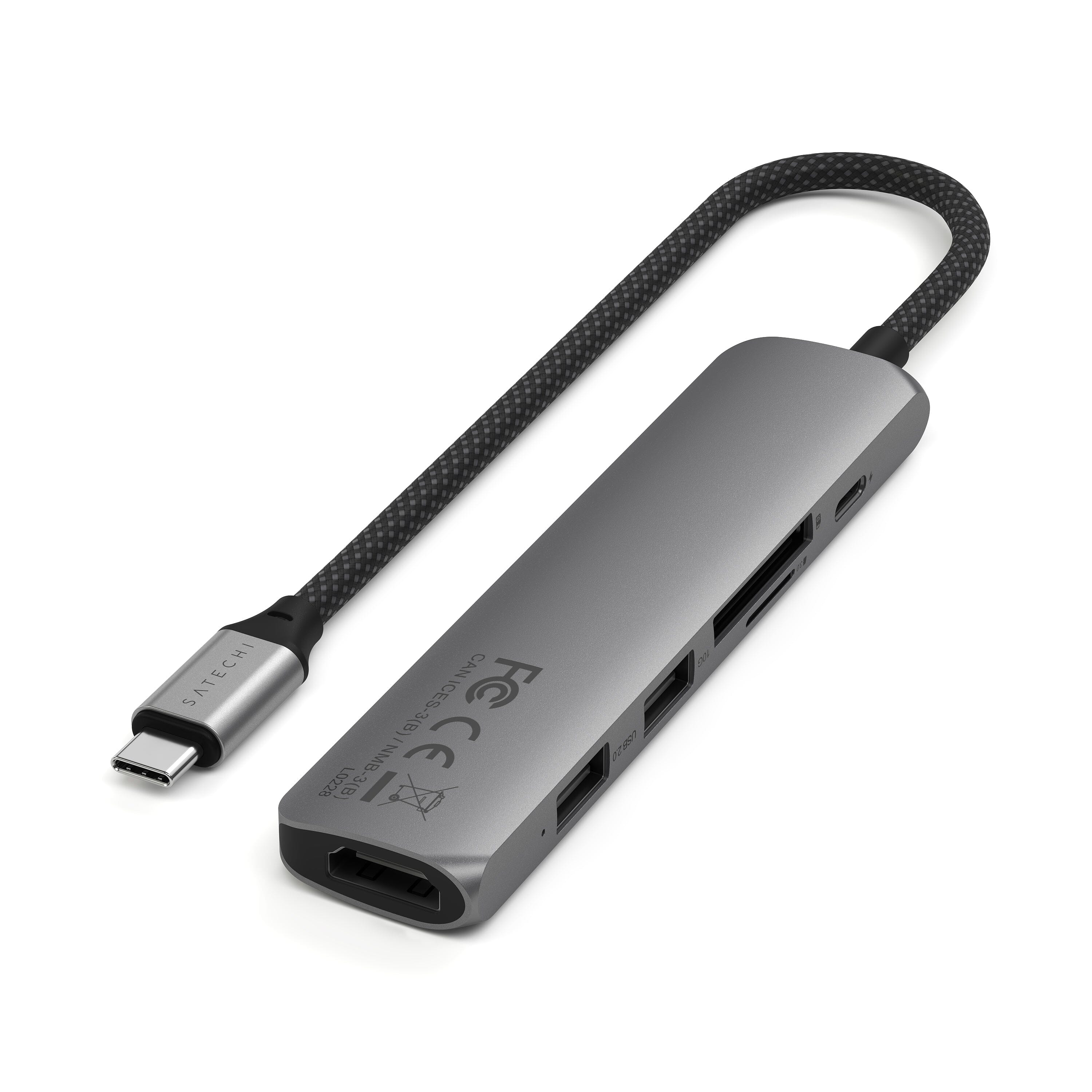 6-in-1 USB-C Slim Multi-Port Adapter Satechi Space Grey
