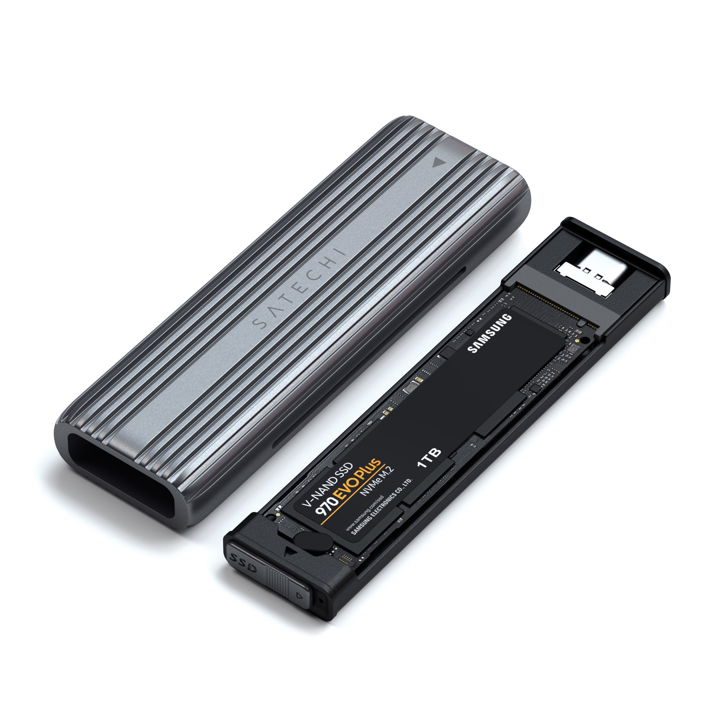 USB-C Aluminum Tool-Free Enclosure for M.2 PCIe NVMe and SATA SSD Satechi