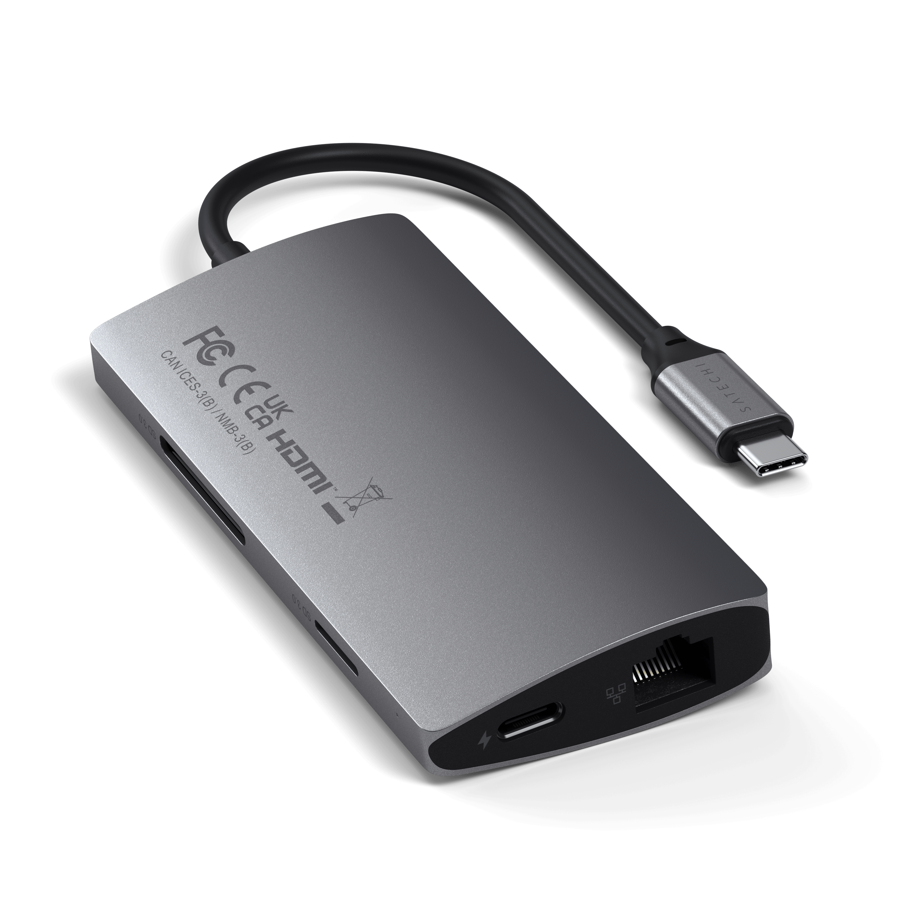 Type-C Multi-Port Adapter 4K with Ethernet V2 Adapters Satechi Space Gray