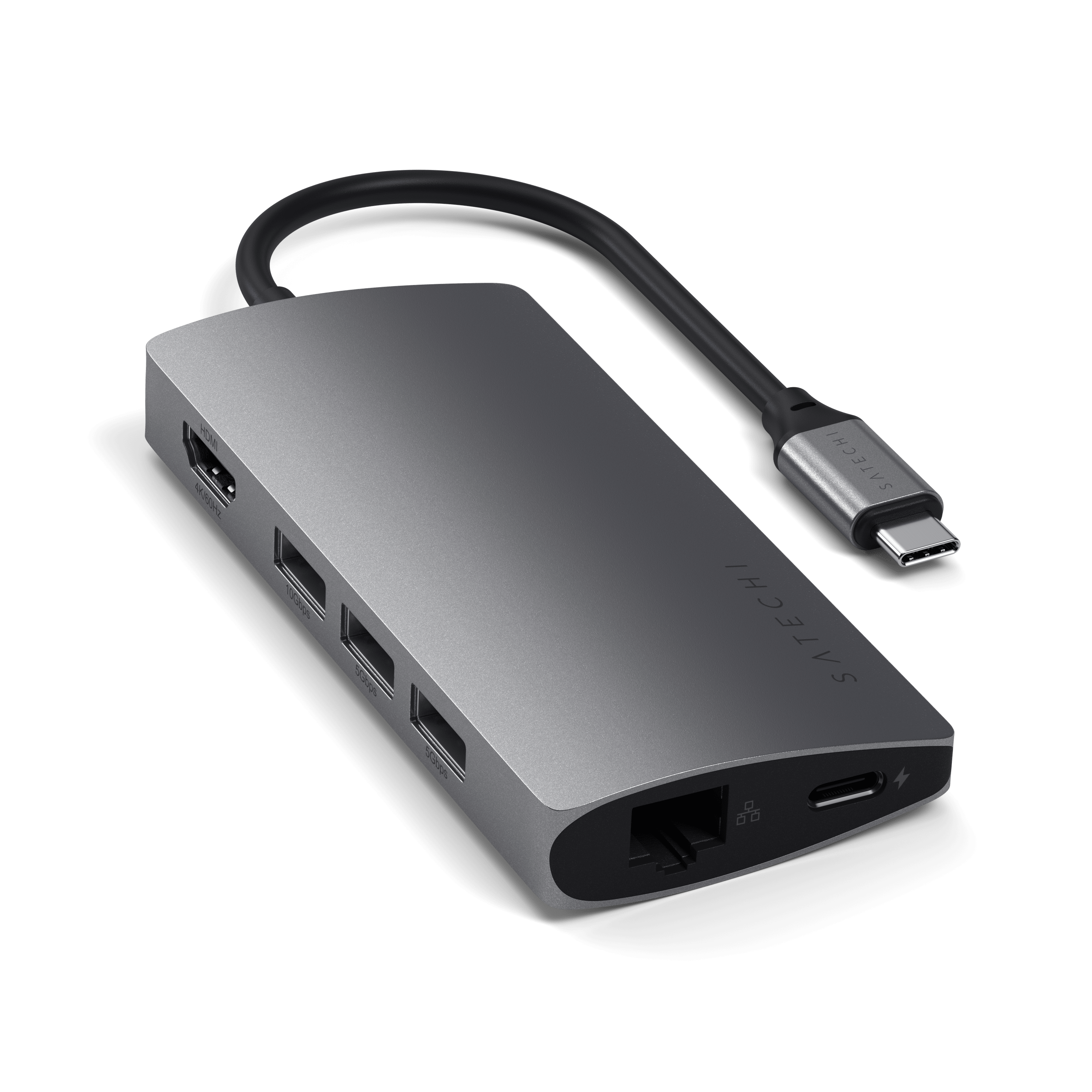 Type-C Multi-Port Adapter 4K with Ethernet V2 Adapters Satechi Space Gray